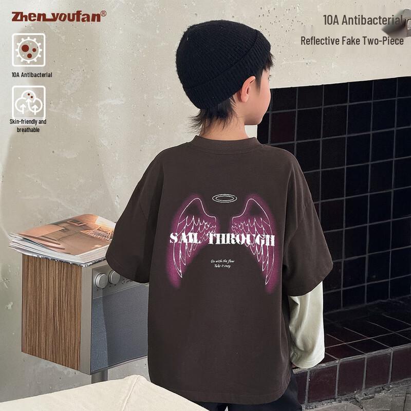 Boys  Antibacterial Mochi Cotton Print Long Sleeve T-Shirt 130