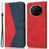 For Honor Magic7 Pro 5G Case Color Splicing Wallet Stand Leather Phone Cover with Wrist Strap