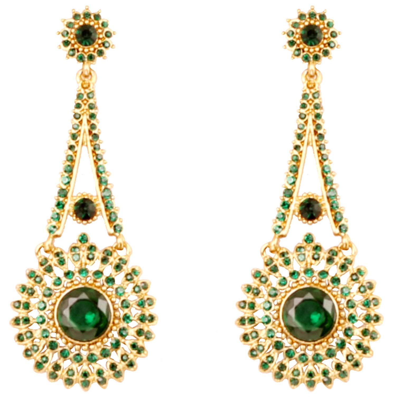 

Дизайнерська довга весільна люстра Touchstone Indian Bollywood Bustle Majestic Touch Rhinestone у вікторіанському стилі з античного золота