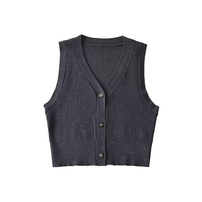Fashion Style New Autumn Fashion Women's Wear Easiest for Match Preppy Style Single-Breasted V-neck Knitted Vest Sleeveless Vest