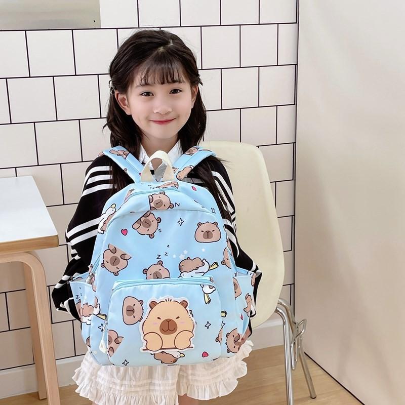 Capybara Cartoon Printed Backpack Children Schoolbag Leisure Fashion Bag Travel