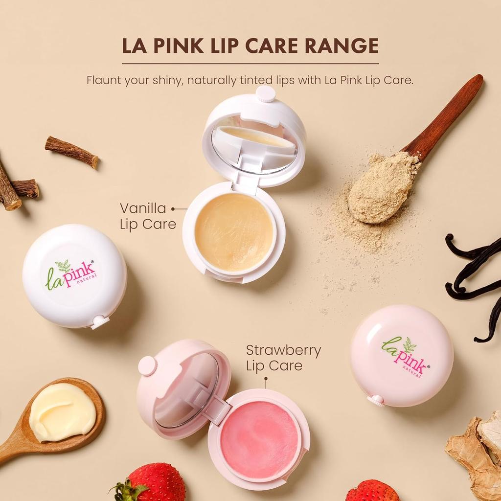 La Pink Strawberry Natural Tinted Lip Balm with Shea & Kokum Butter | Nourished & Soft Lips | 100% Microplastic Free Formulation | 15 Gms