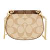 Coach Morgan 13 Gold Letter Logo Classic Monogram Flap Canvas And Leather Saddle Bag Women Shoulder Bag Khaki CJ541-IMU4V