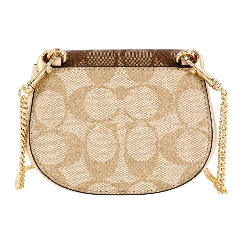 Coach Morgan 13 Gold Letter Logo Classic Monogram Flap Canvas And Leather Saddle Bag Women Shoulder Bag Khaki CJ541-IMU4V