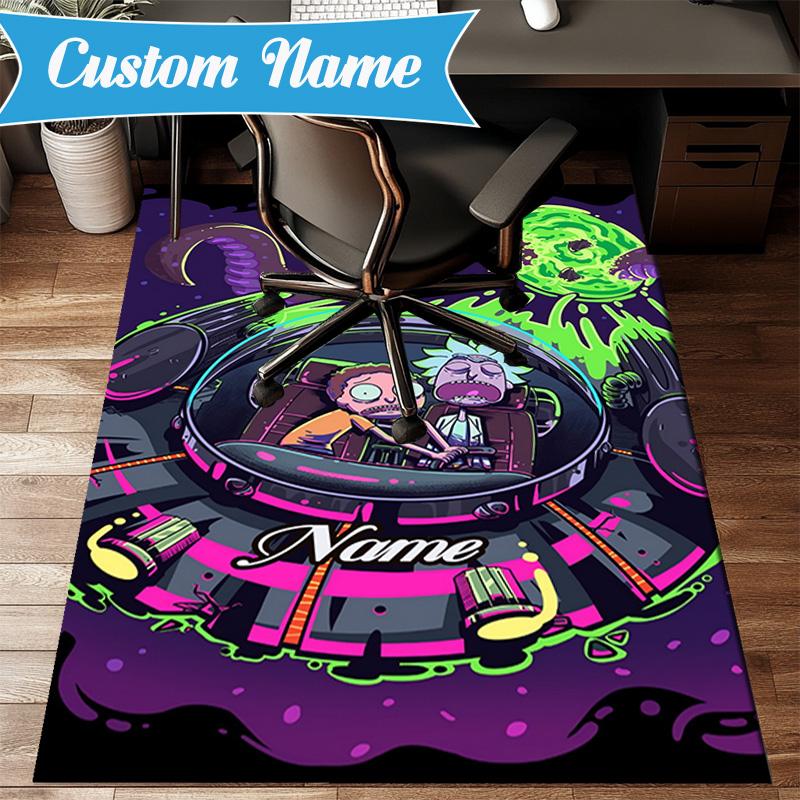 Custom Name Alien Adventure Space Rug Game Carpet, Floor Mat for Bedroom Living Room Entryway Rug, Home Decor Idea Gift for Christmas birthday