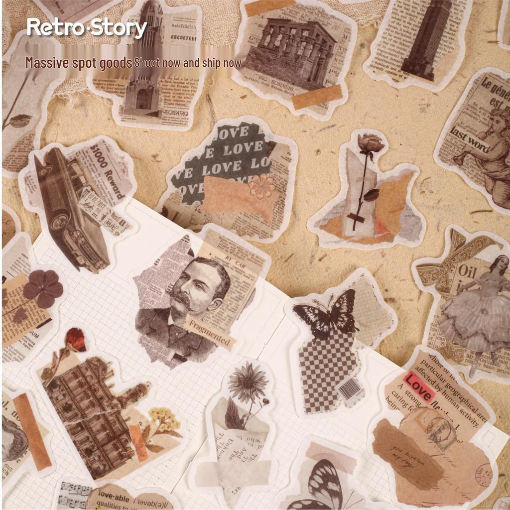 Retro Story Vintage Newspaper Sticker Pack - Exquisite DIY Journal Stickers