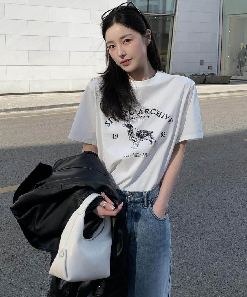 Siyajyu Sitp5191 Archive Houndstooth Print Short Sleeve T-Shirt_Ivory