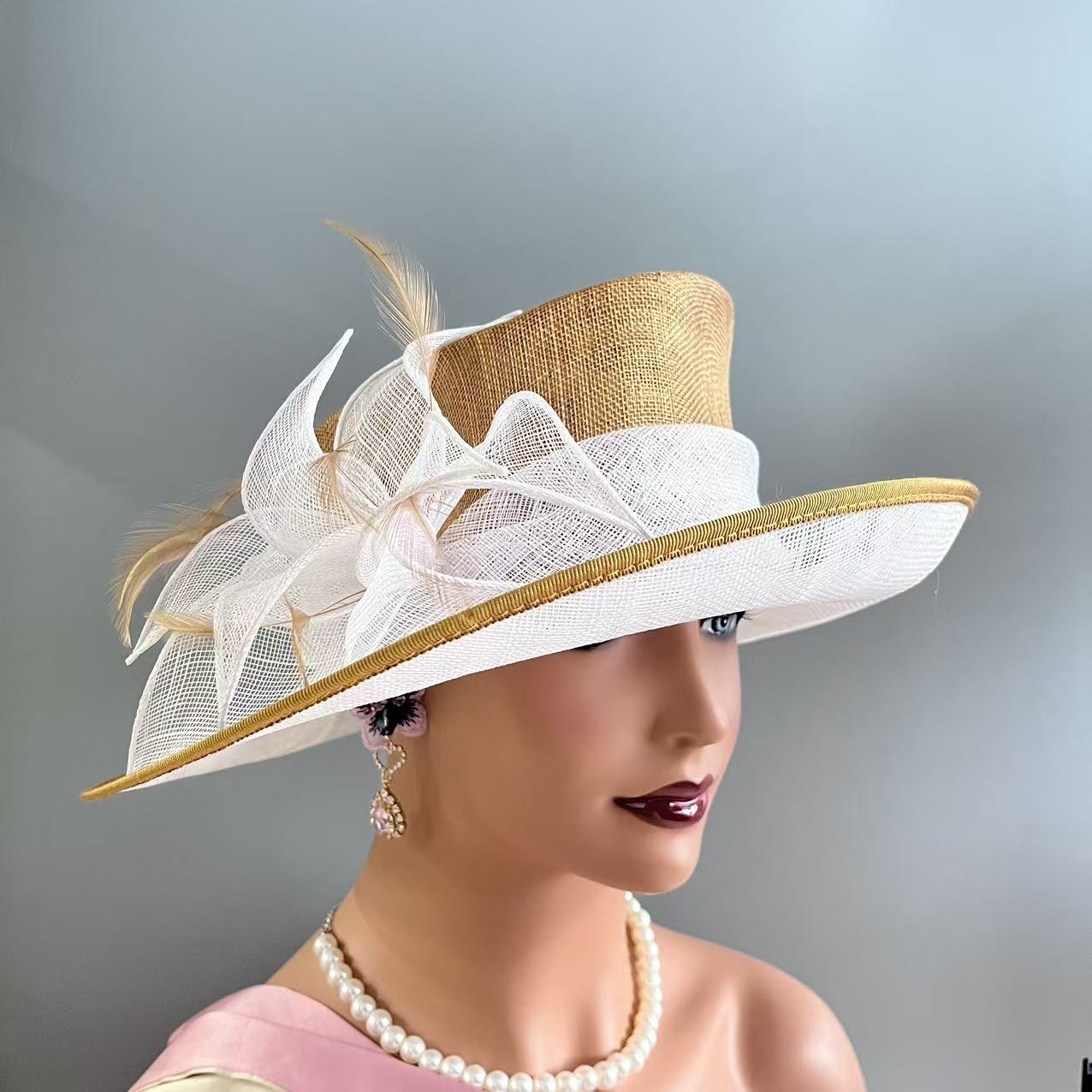 French Elegant Linen Top Hat Women`s
