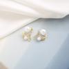 1 Pair Earrings Fashion Fishtail Shape Rhinestones Pearl Decoration Personality Chic Sweet Earrings