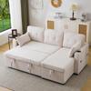 Corner Sofa with Sleep Function: Sofa Bed with Storage, Sleeper Sofa Storage, Cup Holders, Side Pockets, L-shaped, Beige