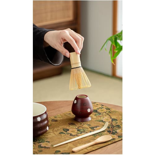Hyakubontate Teseremoni Redskapssett med Matcha Visp - 4-delers sett med Chasen Holder, Chashaku og Chasaju (Teskje) - Det perfekte oppsettet for Pr