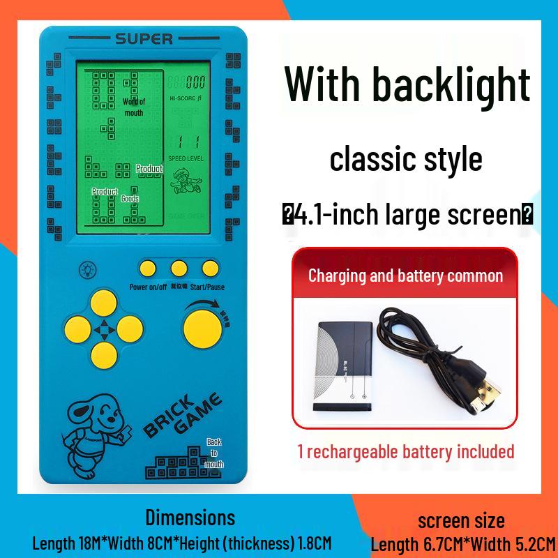 4,1-Zoll Retro Tetris Spielkonsole: Handheld Lernspielzeug für Kinder im Vintage-Stil