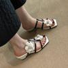 2026 Summer Flowers Shoes Women Sandals Middle Heels 4cm Elegant Ladies Heel Sandals Soft Comfortable Daily Shoes