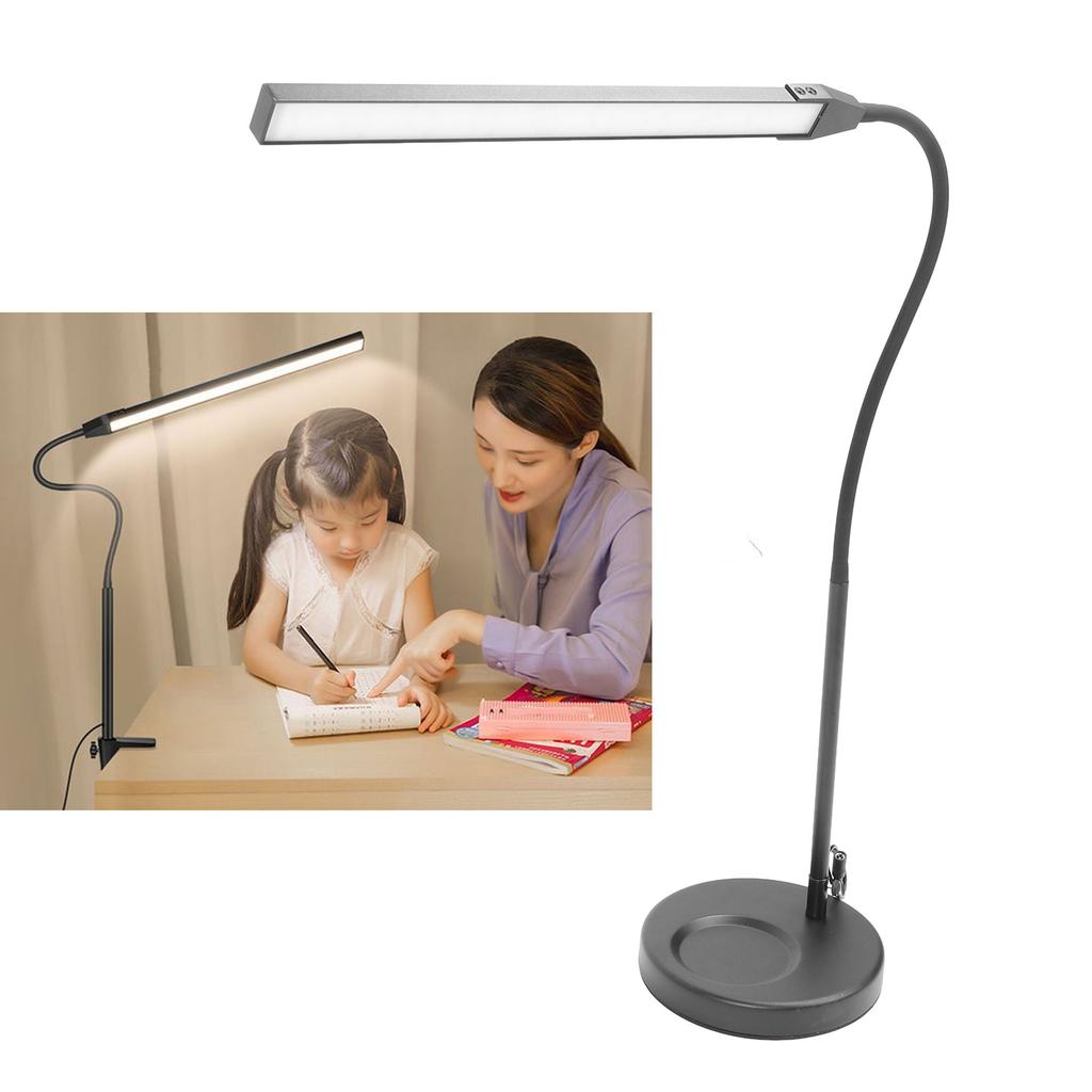 Smart Stepless Dimming LED Desk Lamp with Base and Clamp 3 Color Temperature 3000K-6000K Clip On Lig
