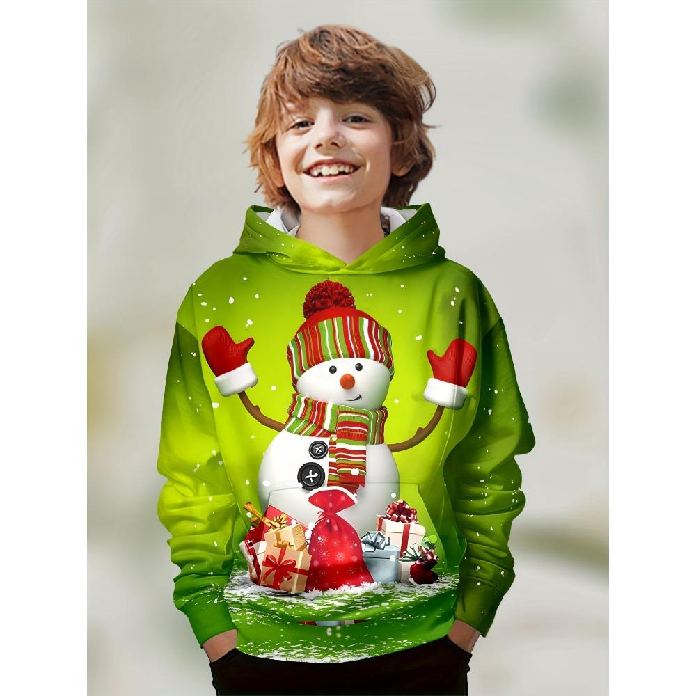 Boys' 3D Christmas Graphic Hoodie Long Sleeve Tops Casual Polyester Hoody Fall Spring Outerwear Sweatshirt Children's Clothing