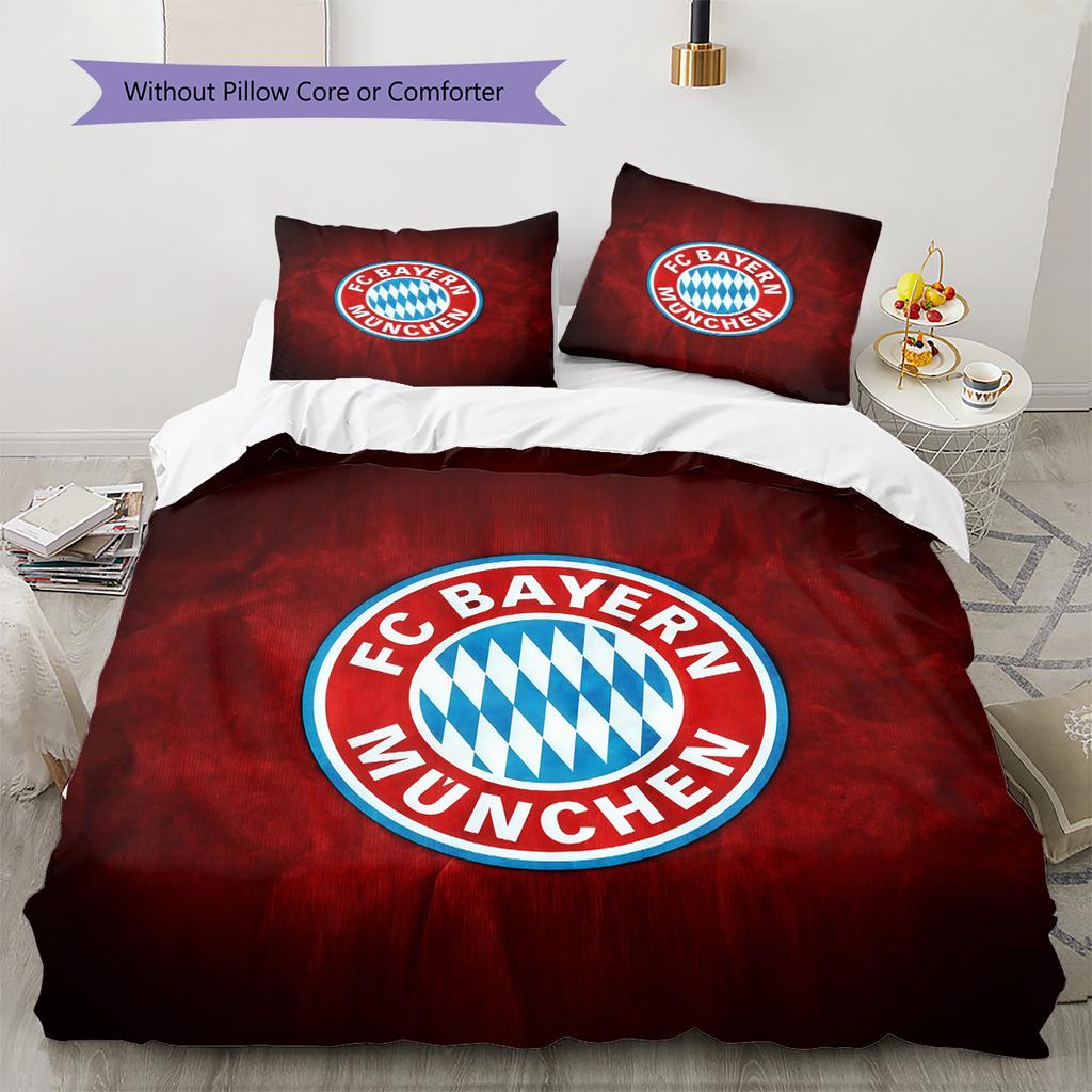 Set Copripiumino Trapuntato con Motivo FC Bayern Monaco Decorazione Casa Regalo (1 * copripiumino + 2 * federe senza imbottitura)