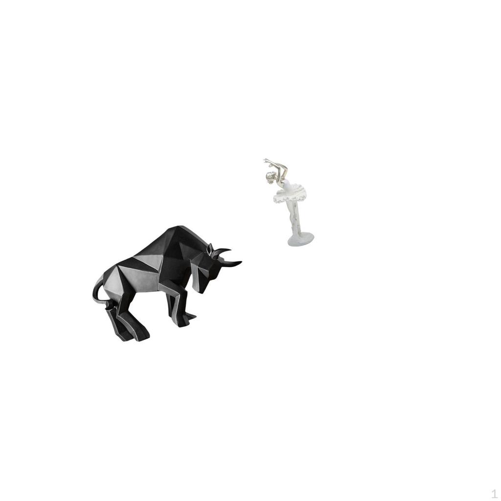Modern Resin Bull And Dancing Girl Abstract Sculpture Ornament for Entryway Tabletop Desk Shelf