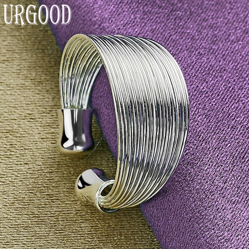 925 Sterling Silver Multi Thread Nastavitelný prsten s přívěskem Dárek na párty šperky