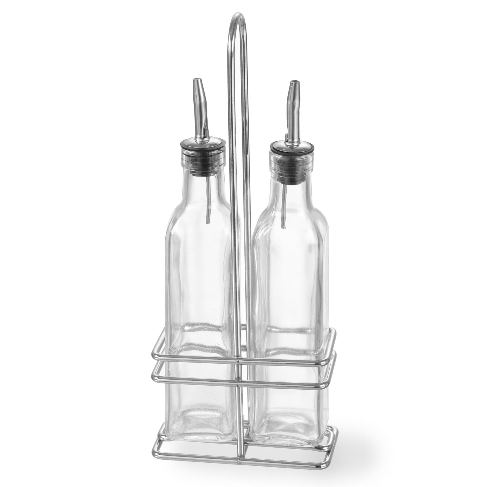 Tischset mit Flaschen und Korb für Olivenöl und Weinessig 2 x 237 ml - Hendi 460245 237m L grün