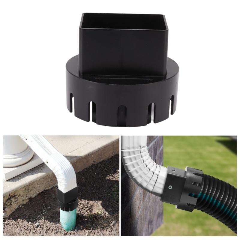 Downspout Adapter Plastic Drain Adapter Replacement Downpipe Converter Connector With Screws Black L 3x4in