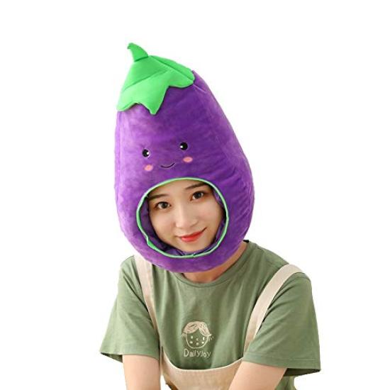 

[Bestmaple] Шапка-животное, Головной убор, Мягкая игрушка, Головной убор, Милый, Пушистый, Пушистая шапка, Маска Костюм животного (Баклажан)