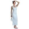 2025 Herbst Damen Einfarbig Ärmellos Neckholder Rückenfrei Bodycon Kleid