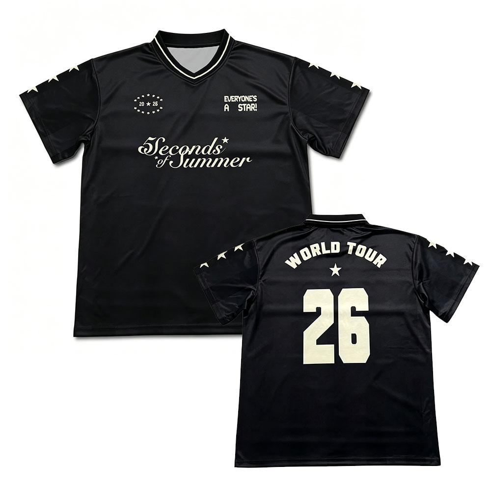 5SOS 5 Seconds of Summer Maglia da Calcio Manica Corta Estiva Scollo a V Uomo Magliette da Calcio Moda Casual Design Stampa Merch Abbigliamento