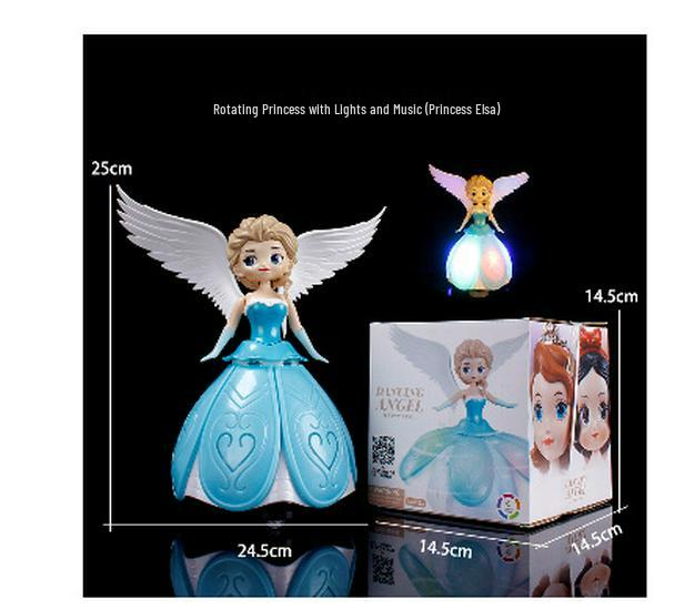 Electric Rotating Light-Up Princess: Snow White, Elsa with Wings, Sophia & Cinderella