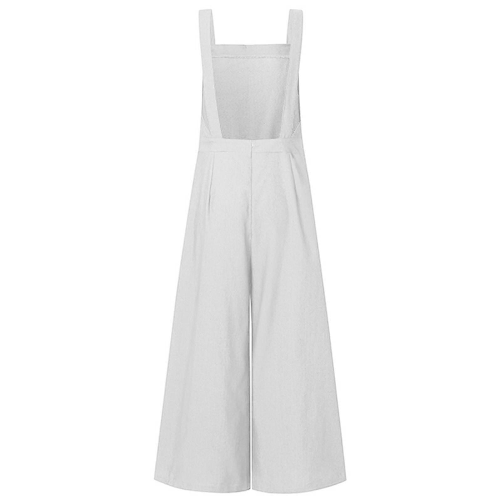 Женский однотонный комбинезон в стиле ретро без рукавов с боковым карманом — фото 5