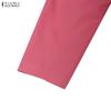 ZANZEA Abito Lungo Casual Elegante da Donna con Scollo a V, Colore Unito, Manica 3/4