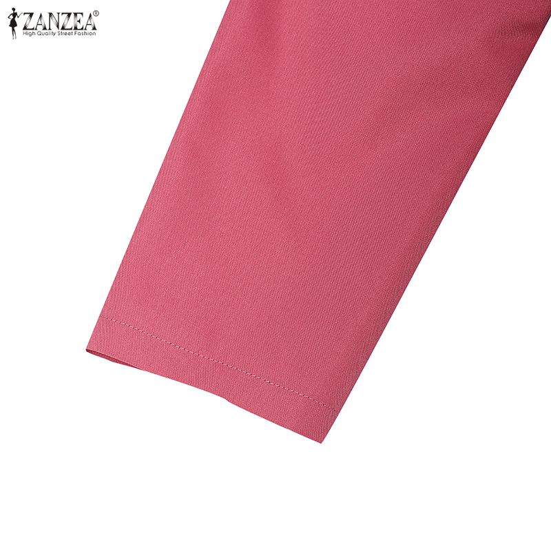ZANZEA Abito Lungo Casual Elegante da Donna con Scollo a V, Colore Unito, Manica 3/4
