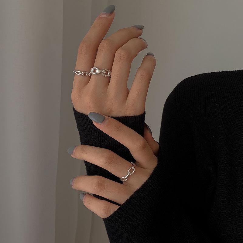 Retro S925 Women's Open Chain Ring - European American Celebrity Style, Cool and Trendy Index Finger Ring.