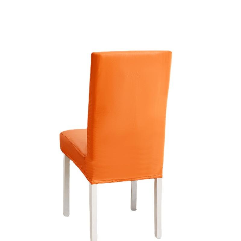 Solid Color Elastic Leather Seat Set Dining Chair Office Waterproof Dustproof Chair Cover