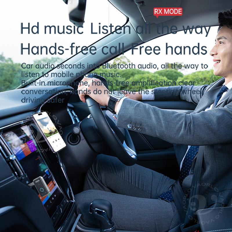 VAORLO 2 IN 1 Bluetooth 5.4 Audio Sender Empfänger 3,5MM AUX HiFi Stereo Musik Drahtloser Adapter Mit Mikrofon Für Fernseher PC Auto Flugzeug Lautsprecher Kopfhörer