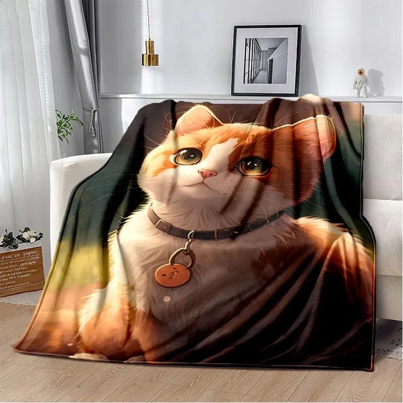 Cartoon Cute Calico Cat,Garfield Cat,Persian Cat,Ragdoll Blanket,Soft Throw Blanket for Home Bedroom Bed Sofa Cover Blanket Kids