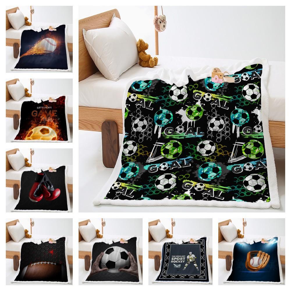 Blanket 2D Digital Printing Lamb Fleece Crystal Fleece Football Sports Blanket Blanket