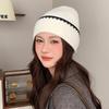 Color blocking Knitted Hats for Women Warm and Ear Protecting Woolen Hats for Autumn and Winter  Face Enhancing Small Headscarves Cold Hats