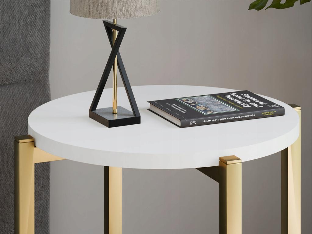 Modern Round Nightstand 35X35X46 Cm Metal Gold