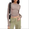 Womens Basic Long Sleeve Top Slim Fit Round Neck Milk Soft Tee Casual Everyday Wear