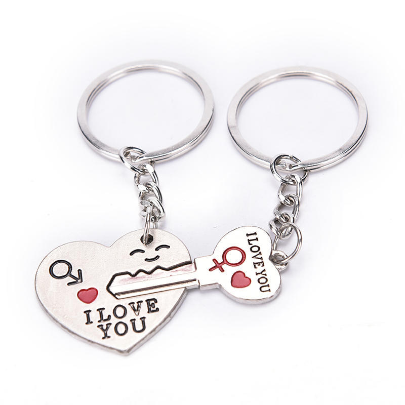 1 Pair I Love You Letter Keychain Heart Key Ring Souvenirs Valentine'S Day Gift