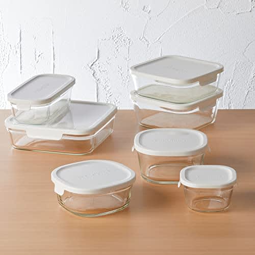 Iwaki Pack & Microwave Storage Container, Shallow, Large, 1.2L, White, Freezer-Safe, Oven-Safe, N3248-W