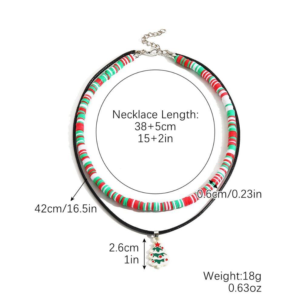 Christmas Tree Rice Beaded Chain Santa Cartoon Pendant Bracelet  Women