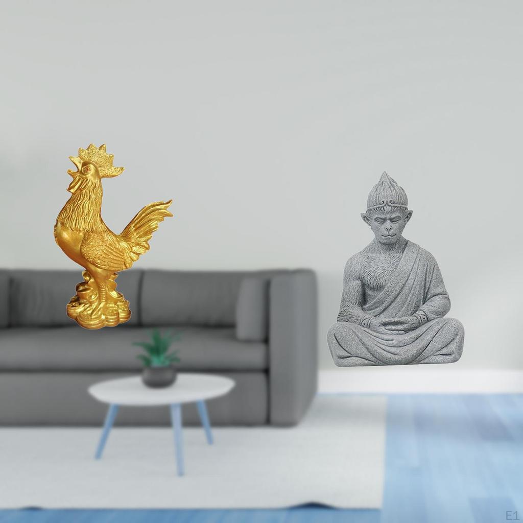 Chicken Feng Shui Buddha Monkey Figurine Sculpture Home Decor Collectible Statue for Birthday