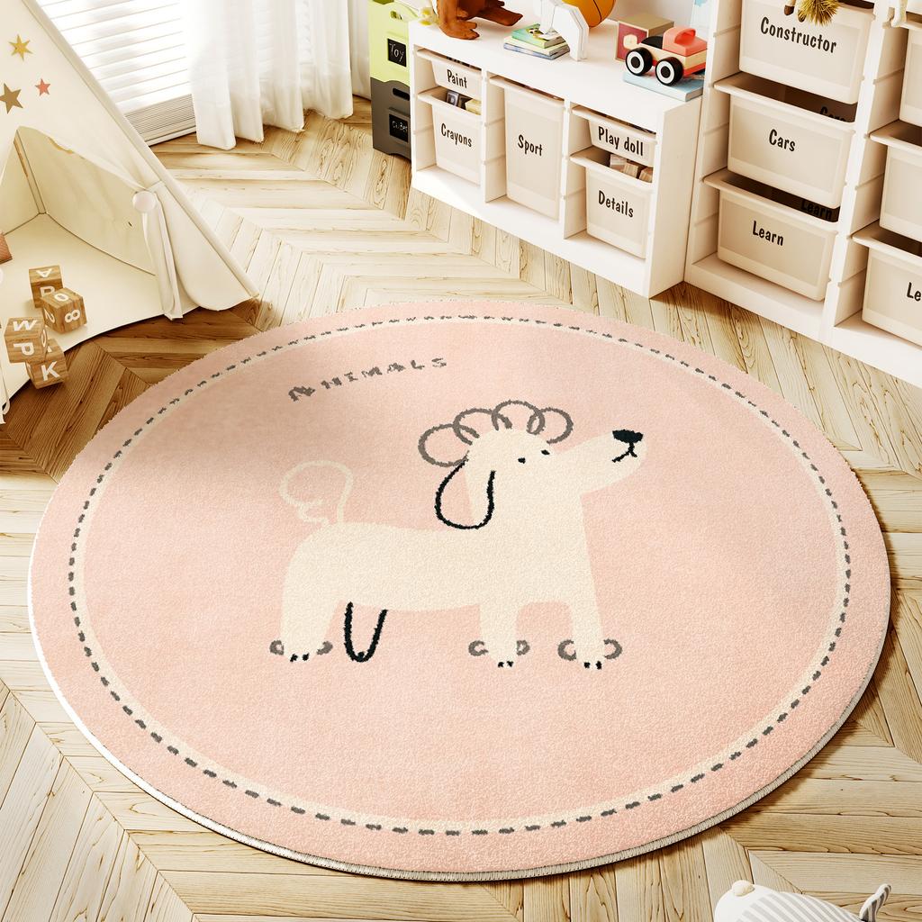 Cartoon Style Bedroom Decor Round Carpet Animal Patterns Carpets for Living Room Fluffy Soft Children Floor Mat Thick Plush Rug