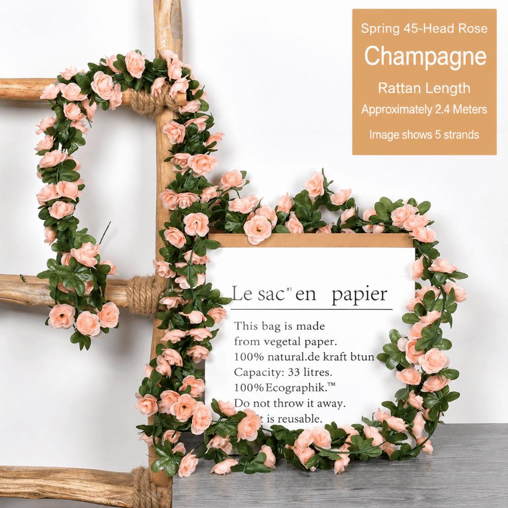 Green Leaves Included Artificial Rose Vine 2.4m Length Rose Flower Vine Party Decoration