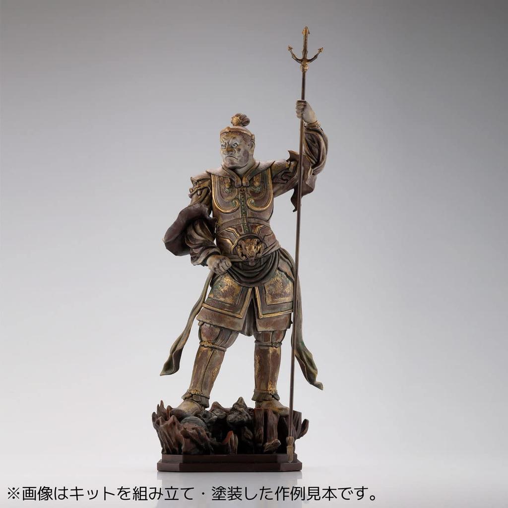 Kaiyodo ART PLA Four Heavenly Kings Statue Jikokuten Total Height 160mm Unpainted Unassembled Plastic Model Kit Small AP007 Approx. Non-Scale