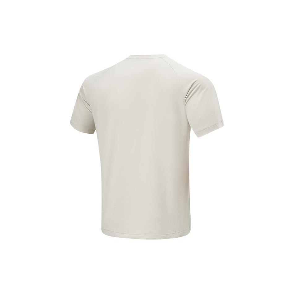 Li Ning Cooling Tea T Quick Dry Casual Top Logo Letter Print Round Neck Knitted Sports Short Sleeve T-Shirt Men Tops Light-Yellow Gray ATSU589-3