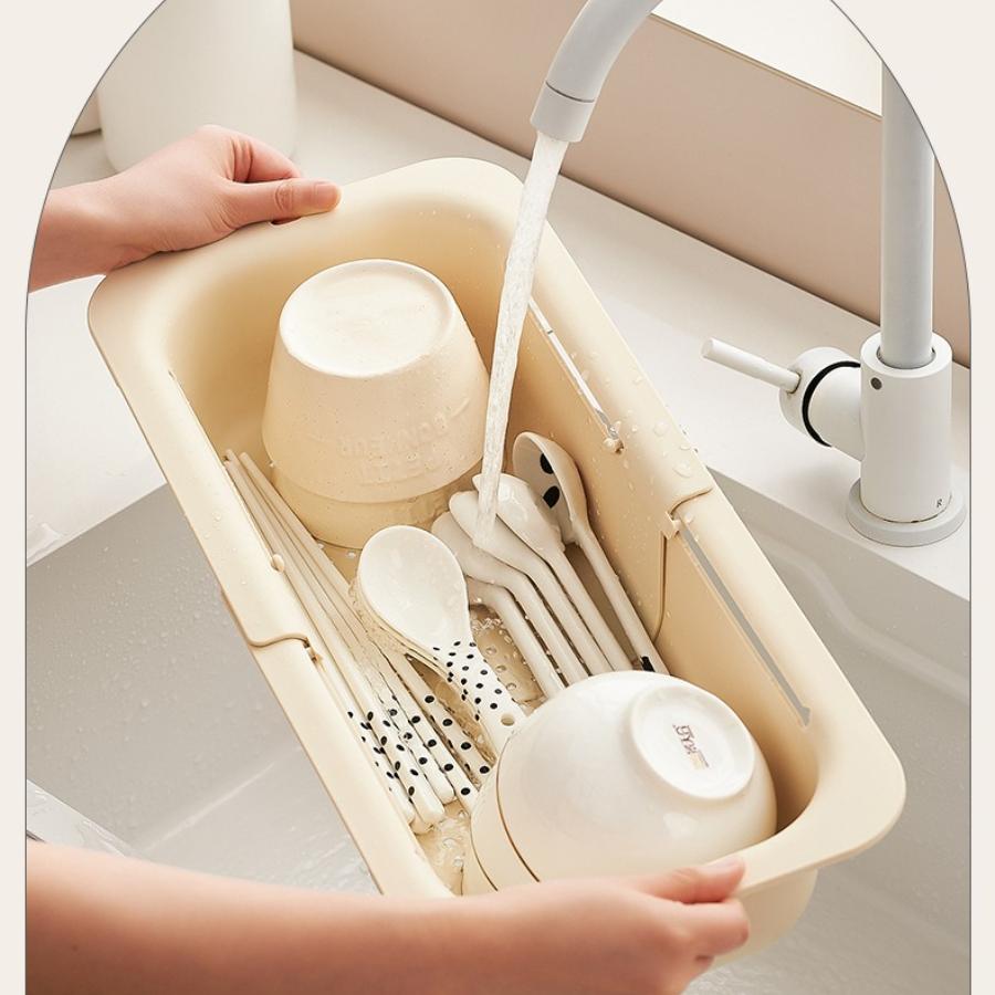 Countertop Drying Basket Expandable Sink Dish Drainer Basket Collapsible Kitchen Organizer for Dishes Produce Fruit