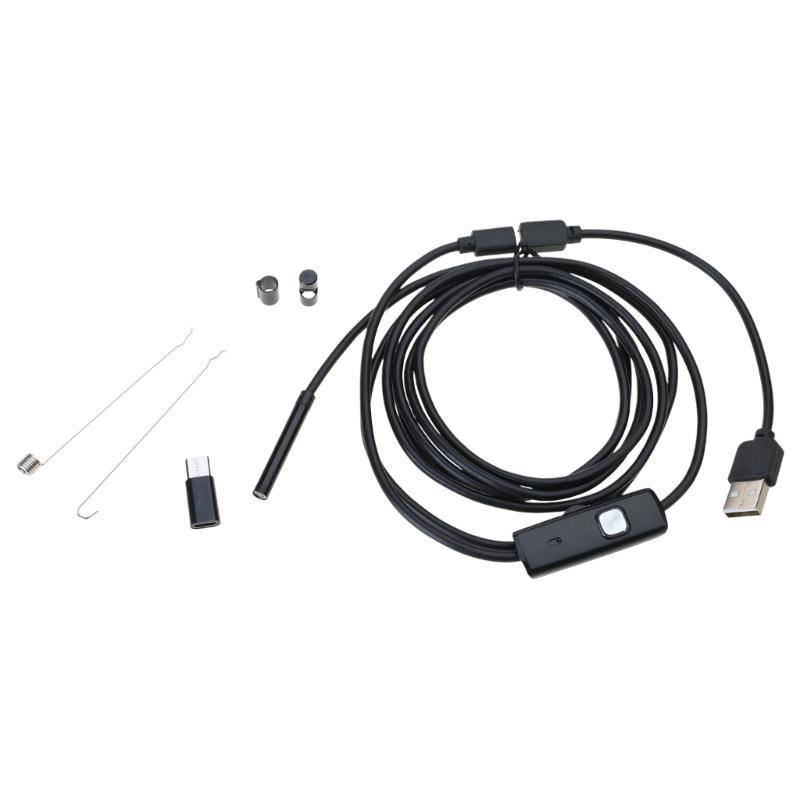 Caméra Endoscope à Objectif avec 6 Lumières LED Réglables USB Boroscope Caméra Serpent Étanche Scope Industriel Inspection