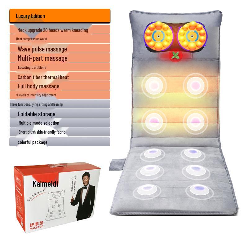 Smart Heated Full-Body Massage Pad with Neck & Waist Vibration and Kneading Functions
